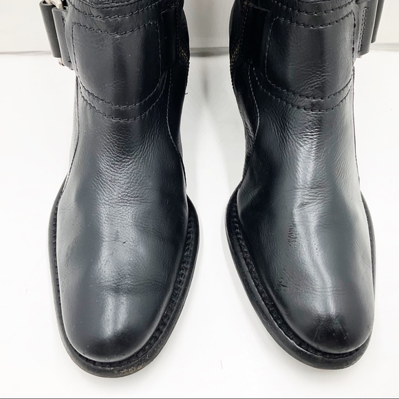 {Vera Wang Lavender} Black Leather Moto Boots - Picture 12 of 16